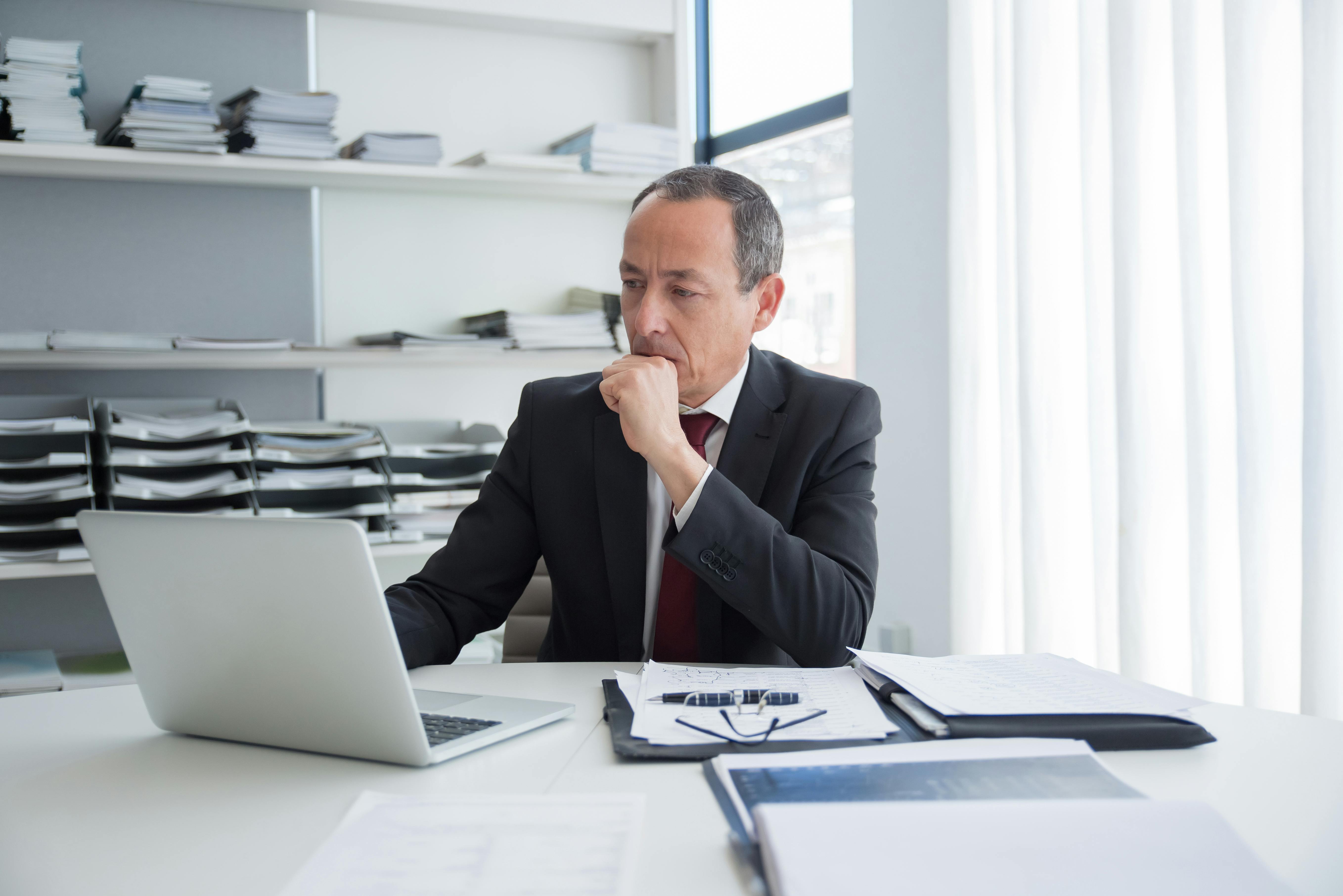 Business man trader investor analyst checking trading data.